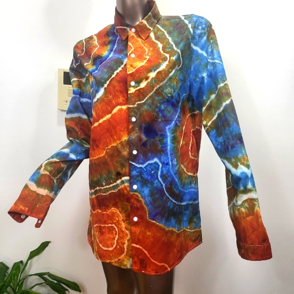 Tiedye Button-up Slim Fit Hip Hop Rock N Roll, Hipster, Hippie, Rave, Party